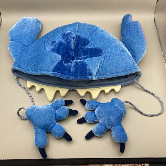STITCH Blue Plush Hat With Paws Walt Disney World Teeth Cap Adjustable Costume - Picture 2 of 9